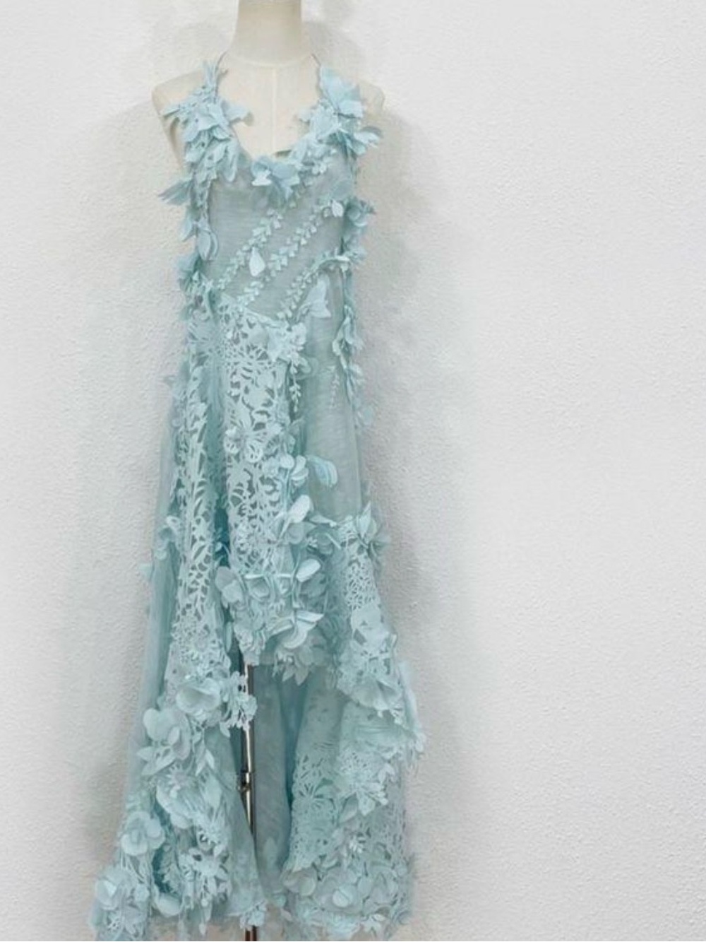 Zimmermann Light Blue 3D Floral Tulle Dress for Girls